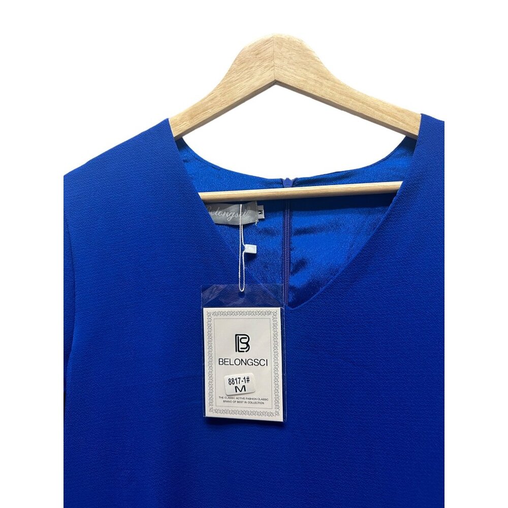 Belongsci NWT Royal Blue Bell Sleeve Tunic Dress - Picture 4 of 7